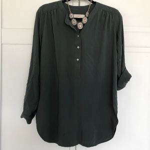 Ann Taylor loft green tunic style shirt